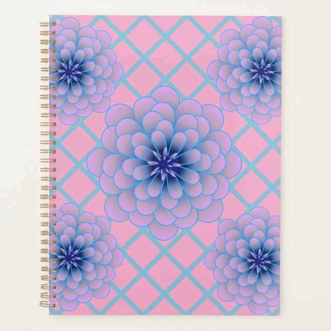 Pastel Blue Purple Floral Pattern Aesthetic Seamle Planner (Front)