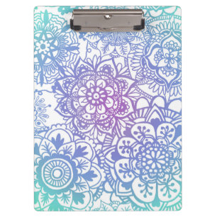 Pastel Blue Purple Mandala Pattern Clipboard