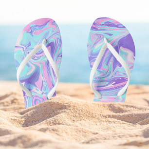 Pastel Blue & Purple Marble Liquid Texture Jandals