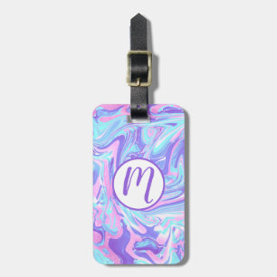 Pastel Blue & Purple Marble Liquid Texture Luggage Tag