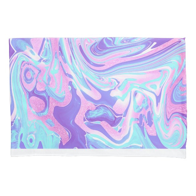 Pastel Blue & Purple Marble Liquid Texture Pillowcase (Front)