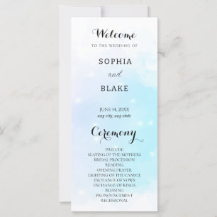 Pastel Blue & Purple Sparkling Wedding Program