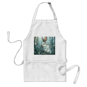 Pastel Blue Rabbit with Twigs and Flowers Standard Apron