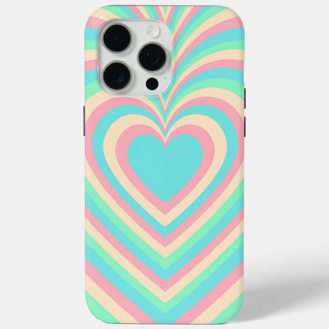 Pastel Blue Rainbow Hypnotic Heart Love Pattern Case-Mate iPhone Case (Back)