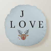 Pastel Blue Reindeer Love Joy Festive Christmas