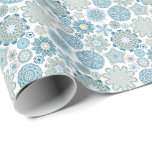 Pastel Blue Retro Abstract Christmas Snowflakes Wrapping Paper<br><div class="desc">Cute retro christmas snowflakes pattern in pastel blue with beige  green and light orange accents</div>