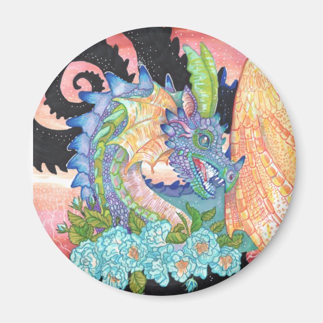 Pastel Blue Rose Dragon  Magnet (Front)