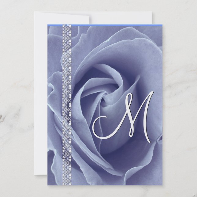 PASTEL BLUE Rose & Lace Wedding Invitations (Front)