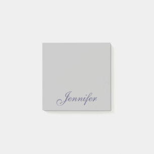 Pastel Blue Script Monogram Name Post-it Notes
