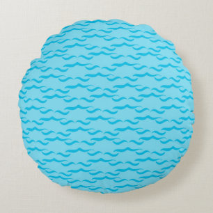 Pastel Blue Sea Water Waves Peaceful Ocean Round Cushion