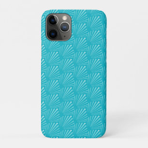 Pastel Blue Seashell Silhouette Diagonal Lines Art Case-Mate iPhone Case