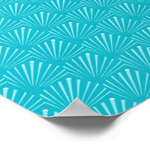 Pastel Blue Seashell Silhouette Diagonal Lines Art Poster