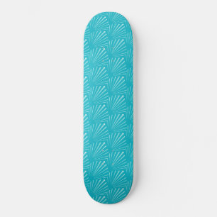 Pastel Blue Seashell Silhouette Diagonal Lines Art Skateboard