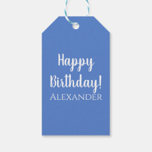 Pastel Blue Simple Script Birthday Name Gift Tags