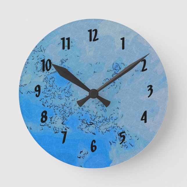 Pastel Blue Skies Design Round Clock (Front)