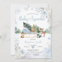 Pastel Blue Sleigh Winter Animals Baby Sprinkle