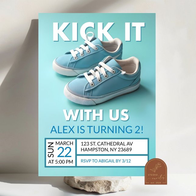 Pastel Blue Sneaker 2nd Birthday Boy Invitation (Creator Uploaded)