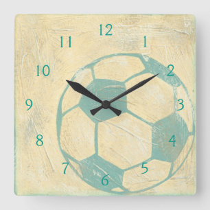 Pastel Blue Soccer Ball by Chariklia Zarris Square Wall Clock