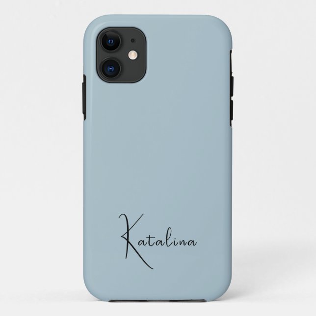 Pastel Blue Solid Colour | Minimalist Personalise Case-Mate iPhone Case (Back)