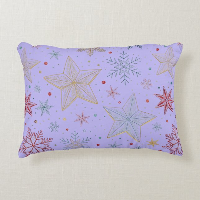 "Pastel Blue Star Pattern Accent Pillow (Front)