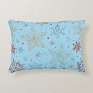 "Pastel Blue Star Pattern Accent Pillow