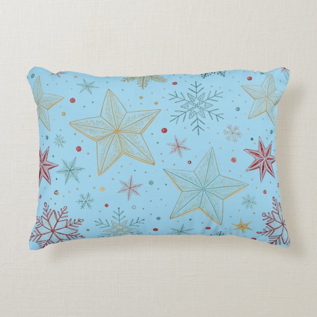 "Pastel Blue Star Pattern Accent Pillow (Front)