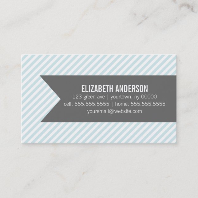Pastel Blue Stripes Business Card (Front)