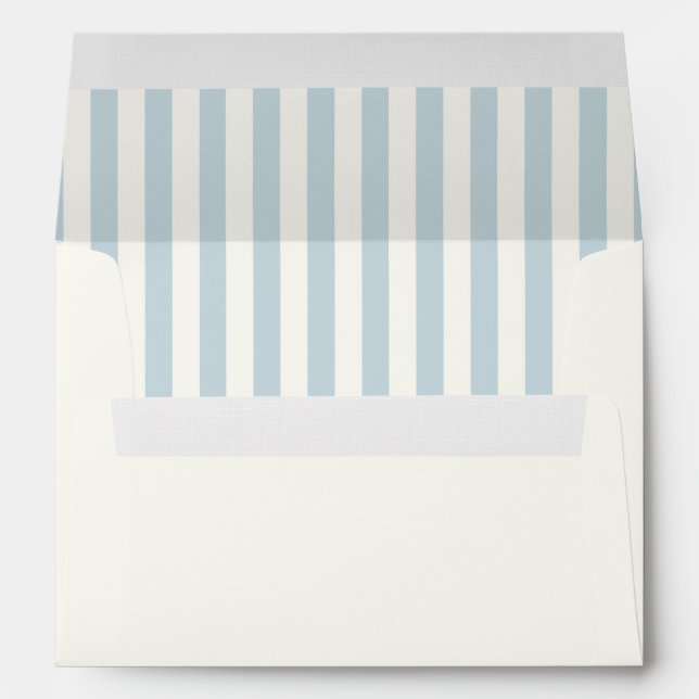 Pastel Blue Stripes Elegant Envelope for Baptism (Back (Bottom))