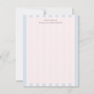 Pastel Blue Stripes Elegant Monogram Card