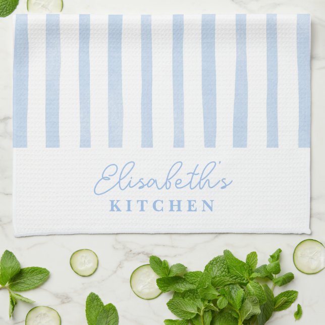 Pastel Blue Stripes Tea Towel (Folded)