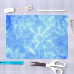Pastel Blue Tie-Dye Flowers Floral Decoupage Tissue Paper