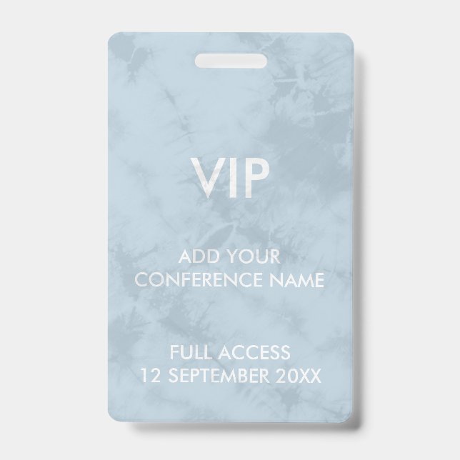 Pastel Blue Tie Dye VIP Event Identity ID Badge (Front)