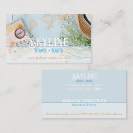 Pastel Blue Travel Agency Business Card