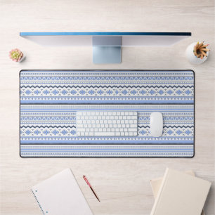Pastel blue tribal design desk mat