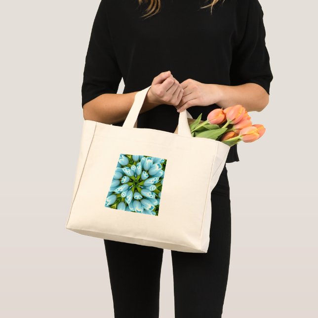 Pastel Blue Tulip Pattern Mini Tote Bag (Front (Product))