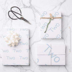 Pastel Blue Two Year Old  Wrapping Paper Sheet