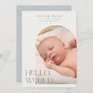 Pastel Blue Vertical Photo Arch Birth Announcement