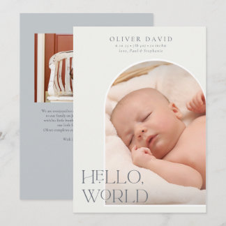 Pastel Blue Vertical Photo Arch Birth Announcement