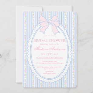 Pastel Blue Vintage Fancy Floral Bridal Shower Invitation