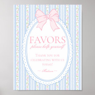 Pastel Blue Vintage Fancy Floral Favours Sign