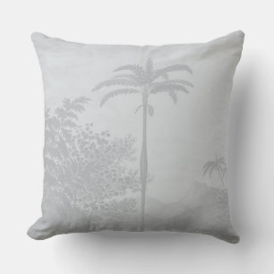Pastel Blue Vintage Palm Trees Bohemian Cushion