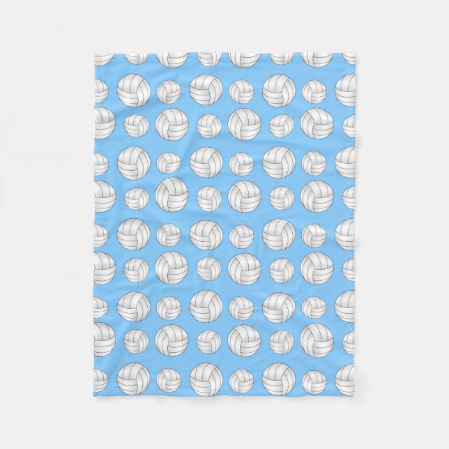 Pastel blue volleyball pattern fleece blanket (Front)