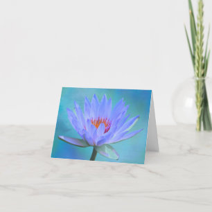 Pastel Blue Water Lily Blank Note Greeting Cards