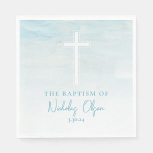 Pastel Blue Watercolor Baptism Napkins