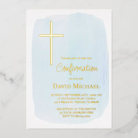 pastel blue watercolor Confirmation boy