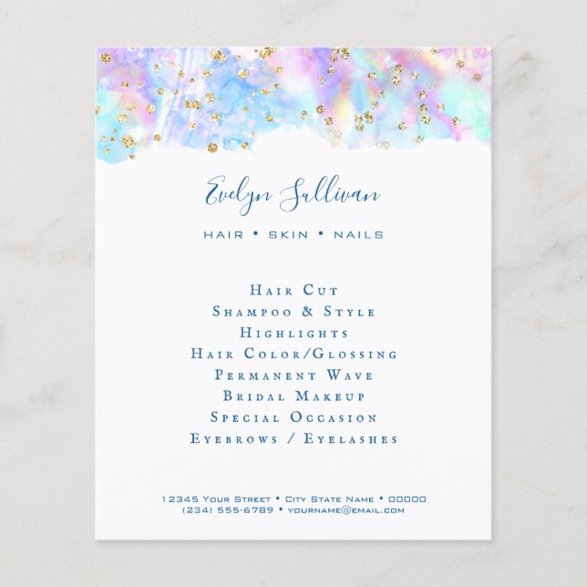 pastel blue watercolor glitter flyer (Front)