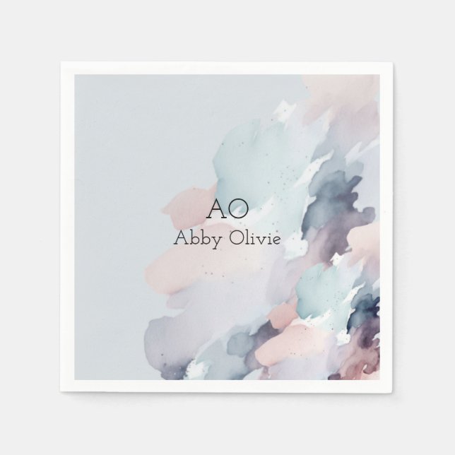 Pastel blue watercolor napkin (Front)