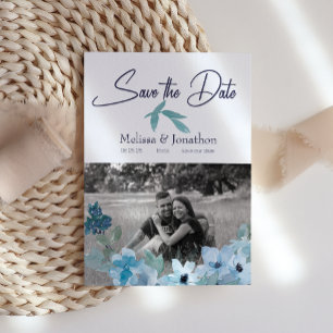 Pastel Blue Watercolor Roses Image Save The Date