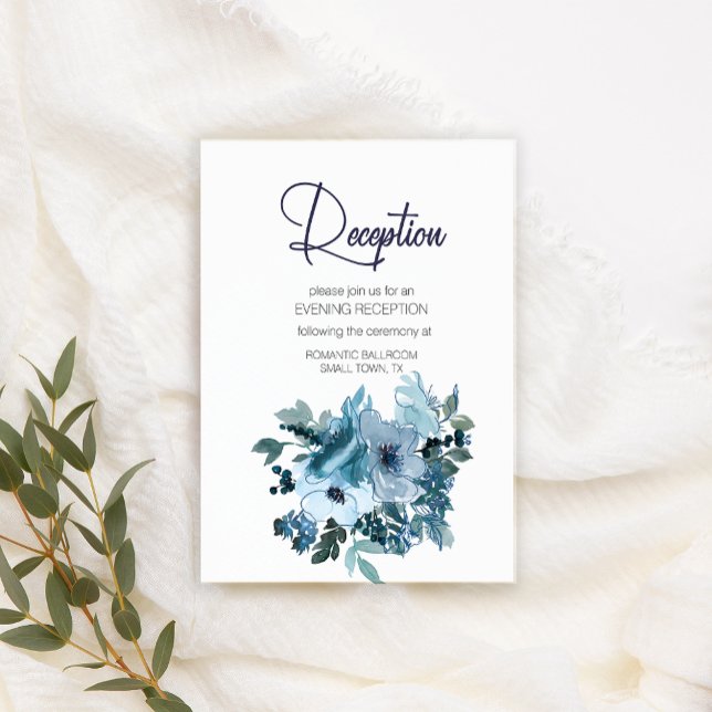 Pastel Blue Watercolor Roses Wedding Enclosure Card (Creator Uploaded)