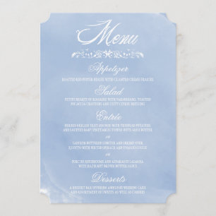 Pastel Blue Watercolor Wedding Menu Cards